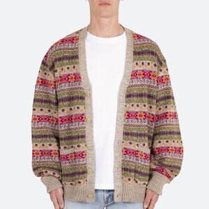 MNML Men’s Multi Print Fair Isle Cardigan NWT Size Medium